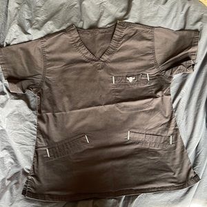 Gray-Brown Med Couture Scrub Set